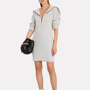 Intermix half zip cashmere sweater dress gray